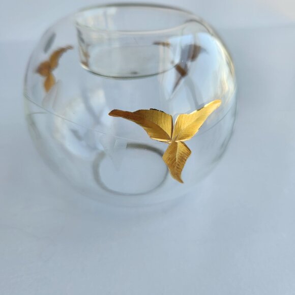 VTG RARE Partylite Mini Tuscany Glass Tealight Candle Holder with Gold Base - Picture 8 of 10